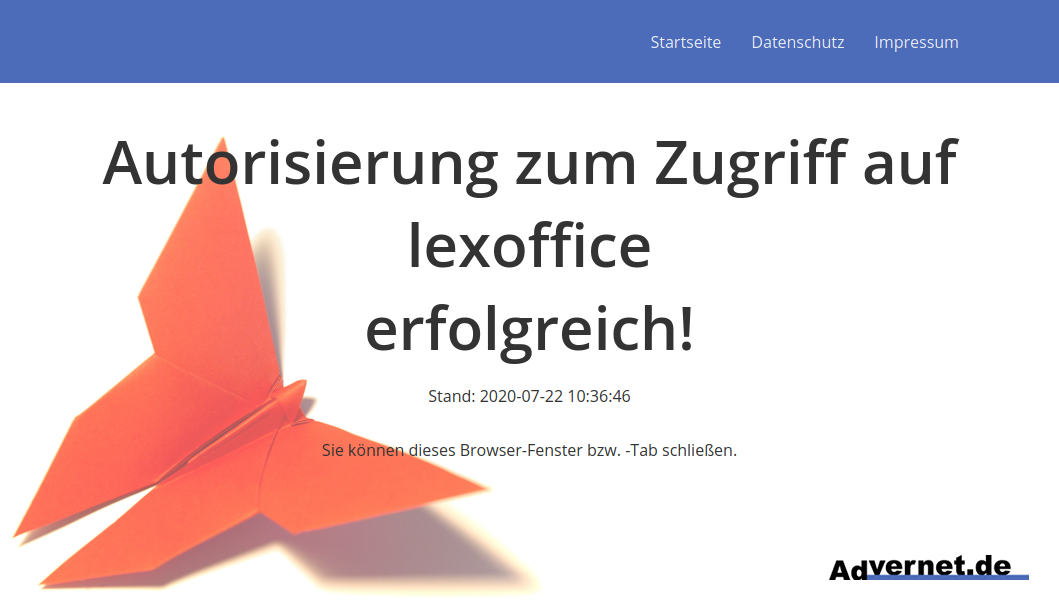 lexoffice Bestätigung